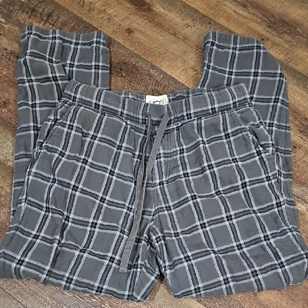 UGG Charcoal Plaid Lounge Pants Gray Plaid Flannel Men's Size Large